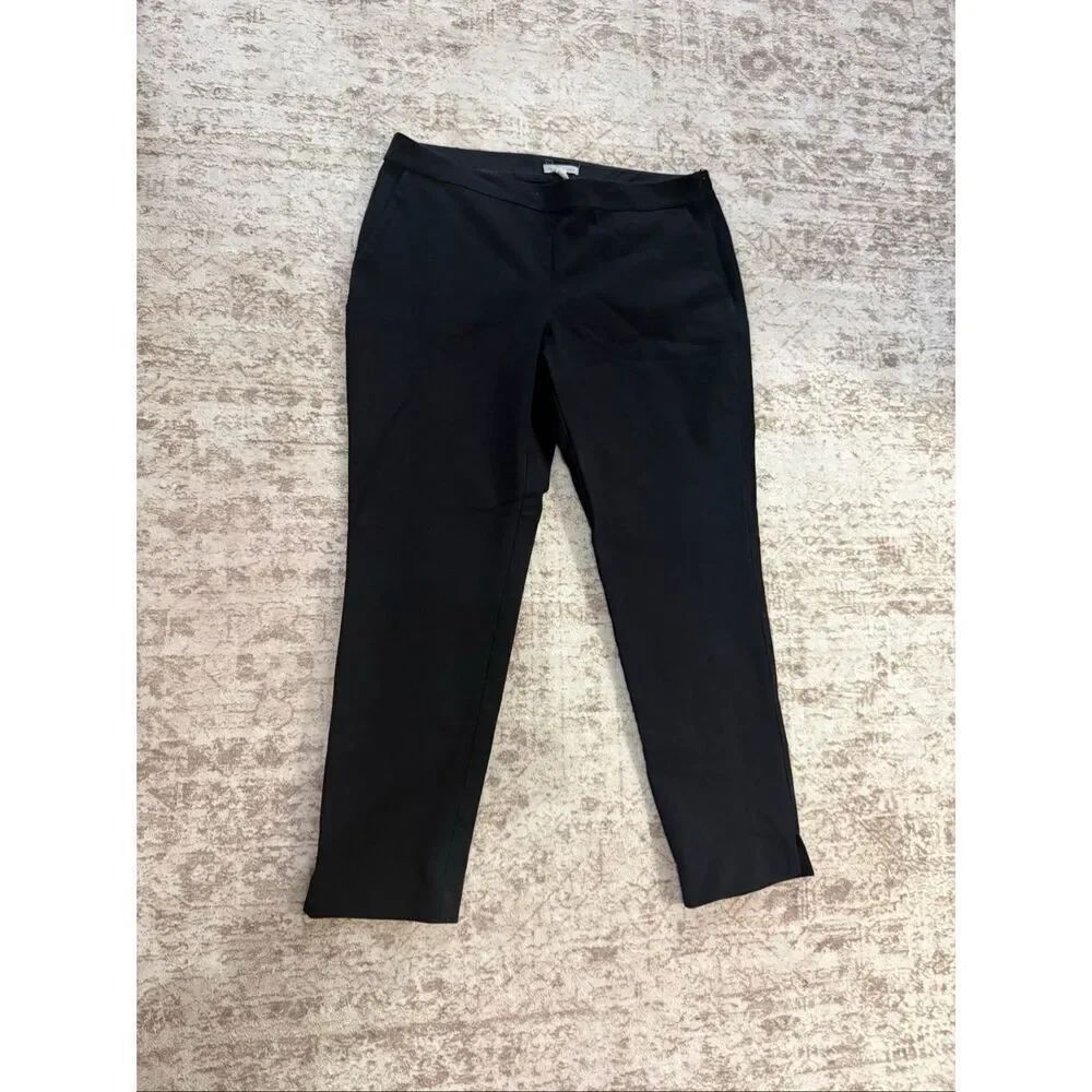 Eileen Fisher Women's Mid Rise Side Zip Skinny Trouser Pants Black Medium